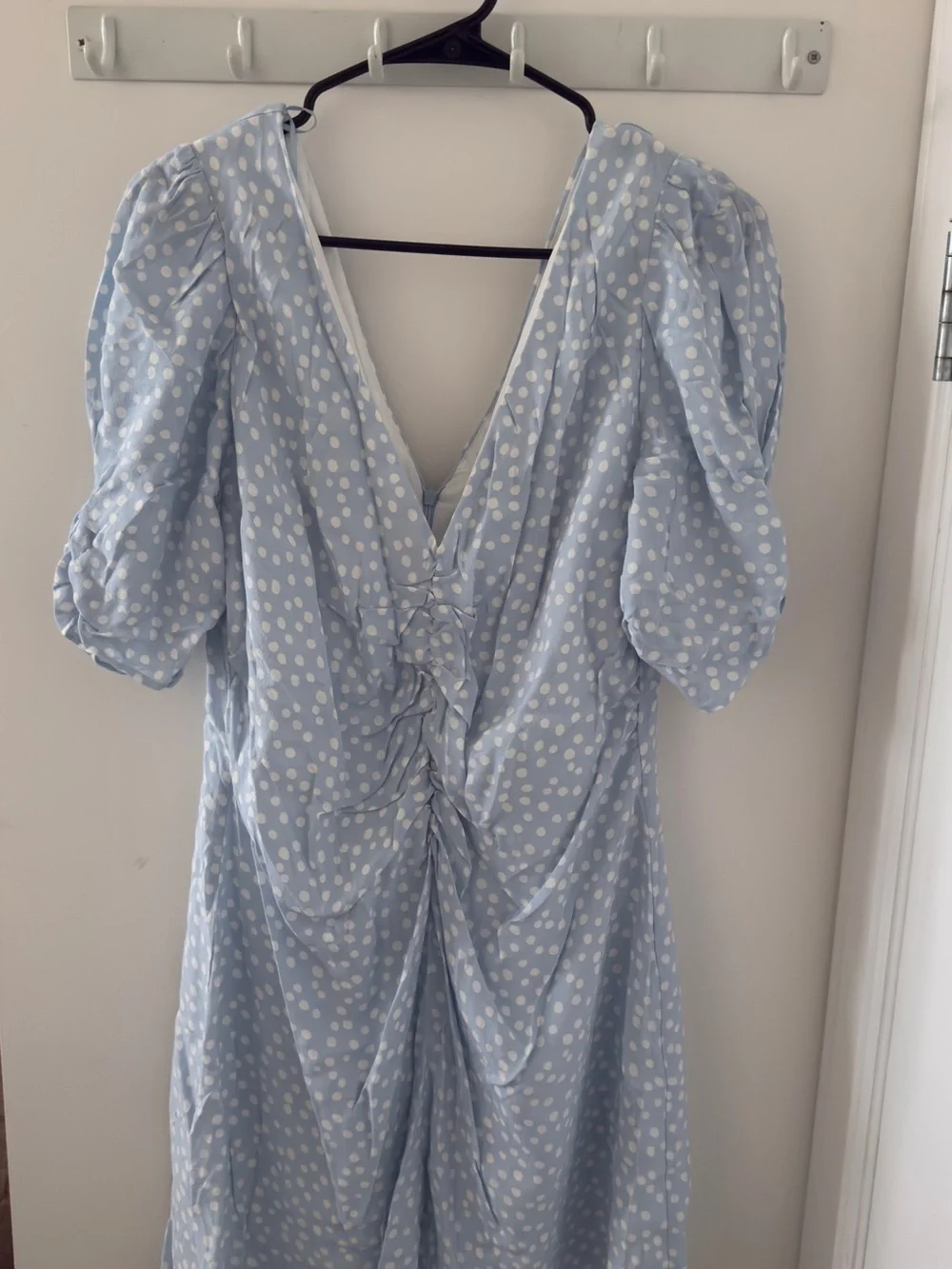 Zara Light Blue Polka Dot V-Neck Mini Dress - Picture 5 of 5